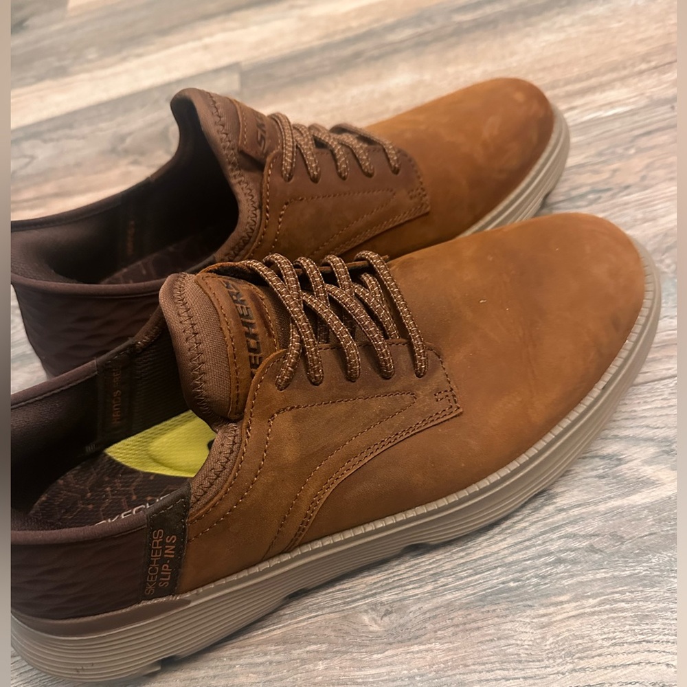 Skechers Slip-Ins Garza - Gervin Men's Brown Oxford Shoes Hands Free Size 10
